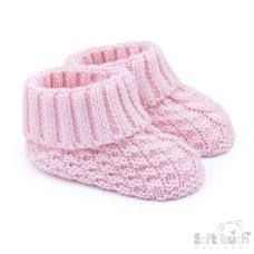B460-P: Pink Cotton Knitted Bootees